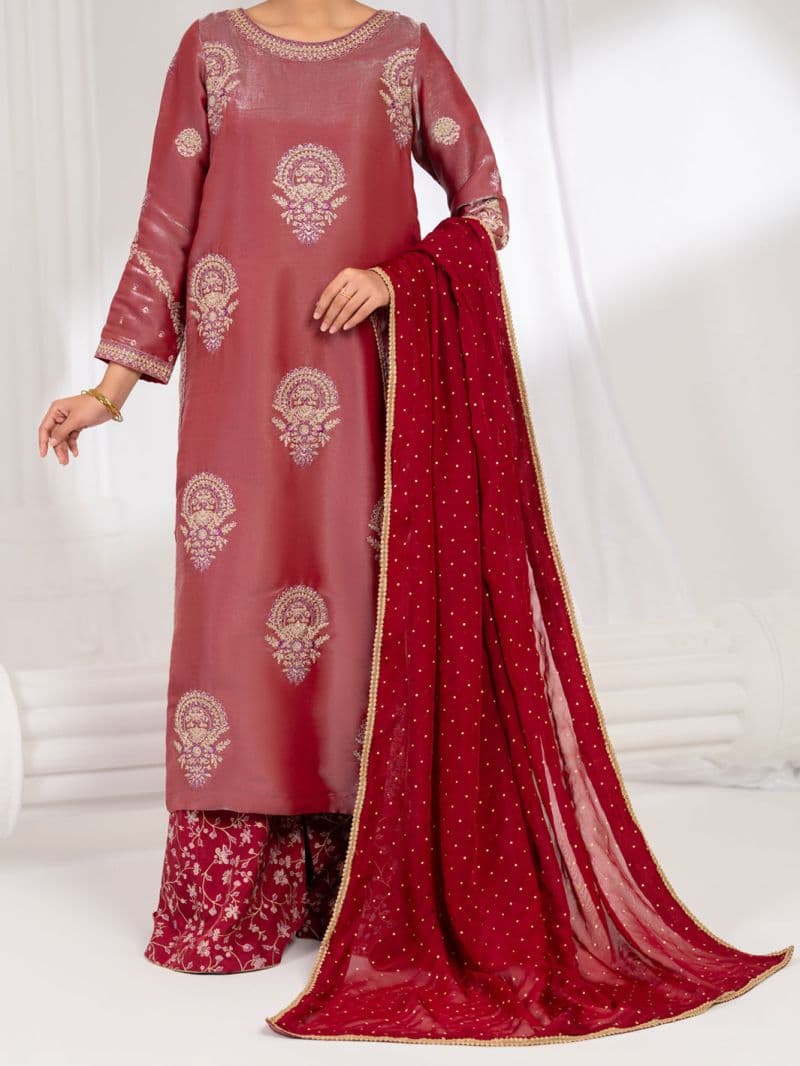 Pink Embroidered Chiffon Ready-to-Wear Suit (LS-633) thumbnail