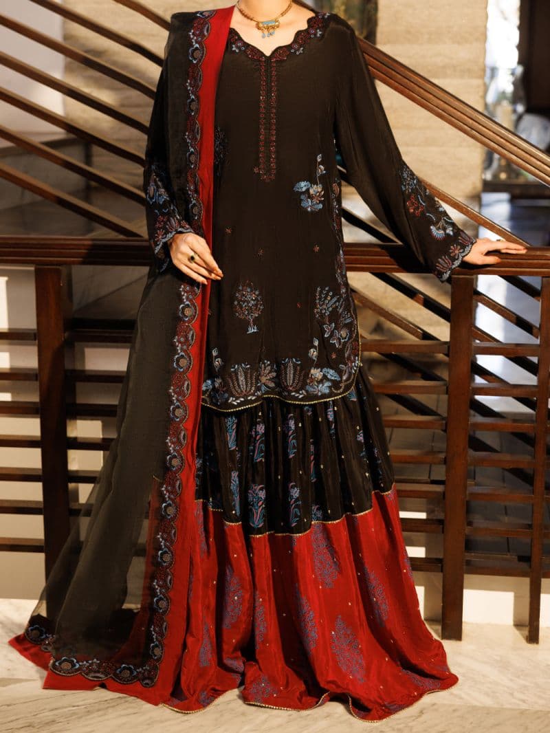 Black Printed Silk Ready-to-Wear Suit (LS-628) thumbnail