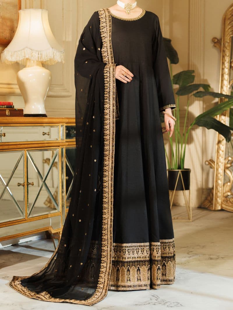 Black Raw Silk Formal 3Pc Stitched thumbnail