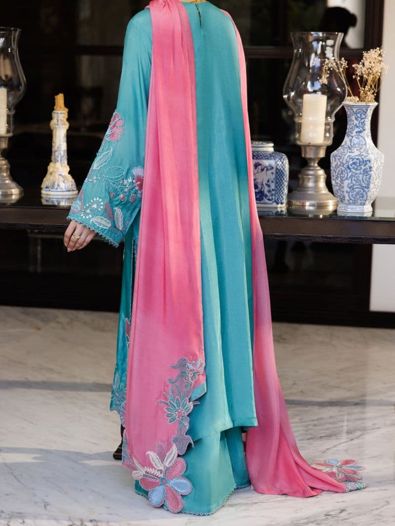 Turquoise Sheesha Silk Formal 3Pc Stitched thumbnail
