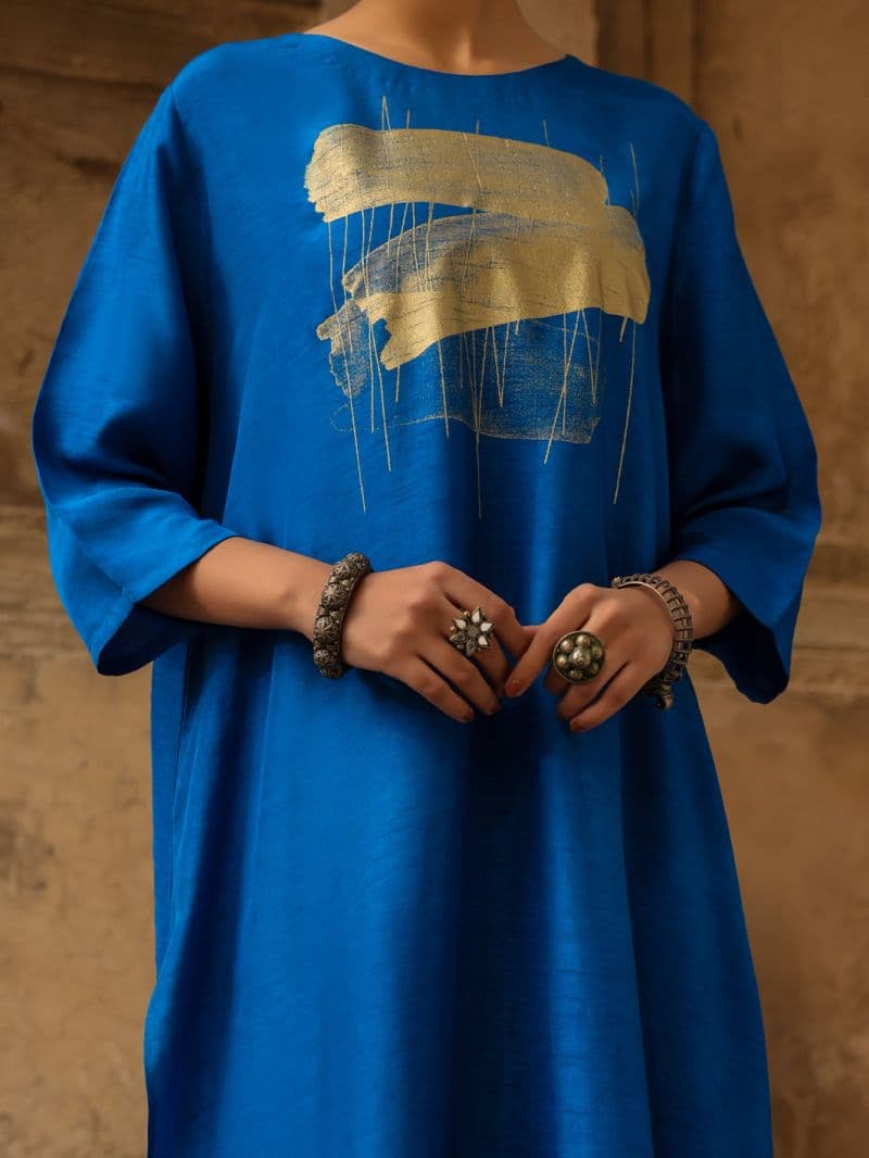 Royal Blue Raw Silk Formal 2Pc Stitched thumbnail