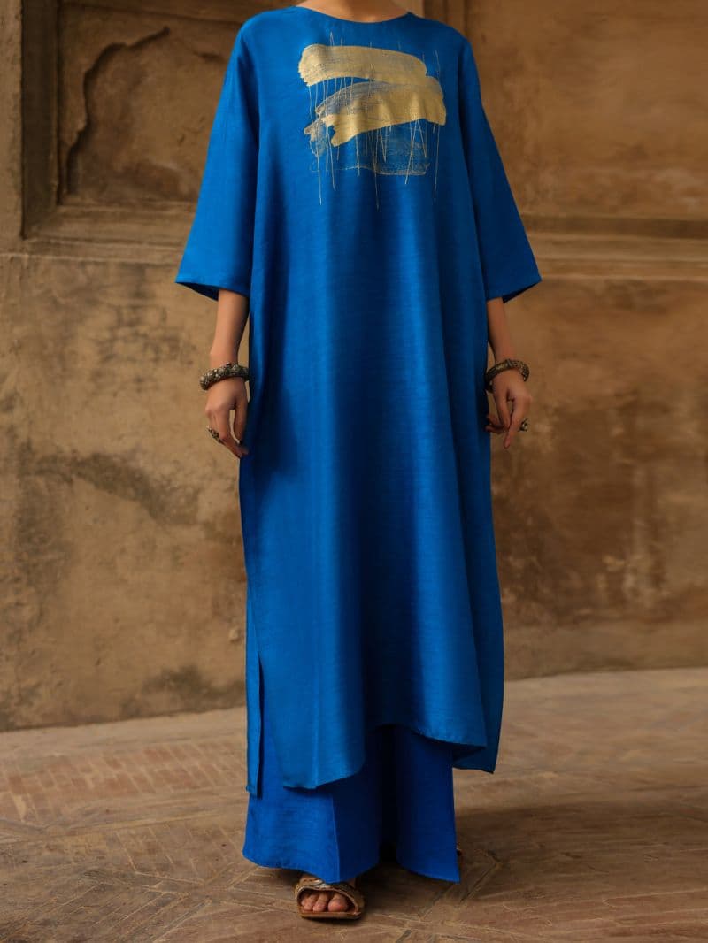 Royal Blue Raw Silk Formal 2Pc Stitched thumbnail