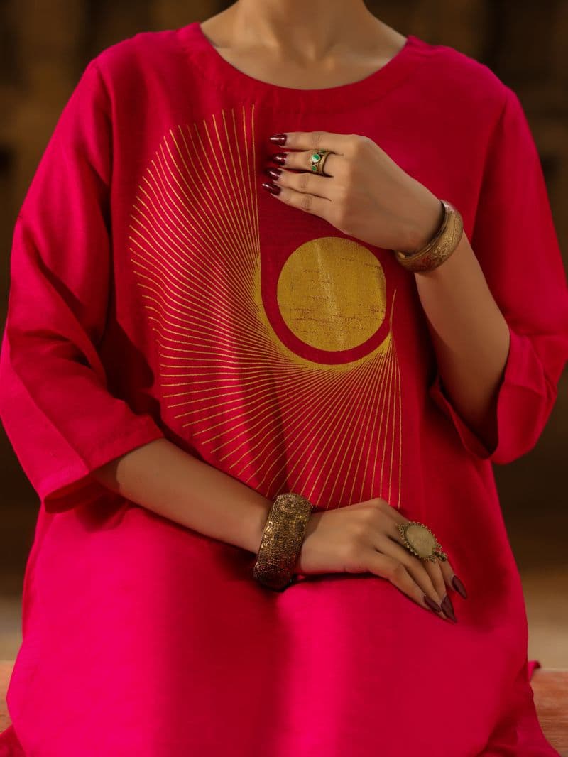 Fuchsia Raw Silk Formal 2Pc Stitched thumbnail