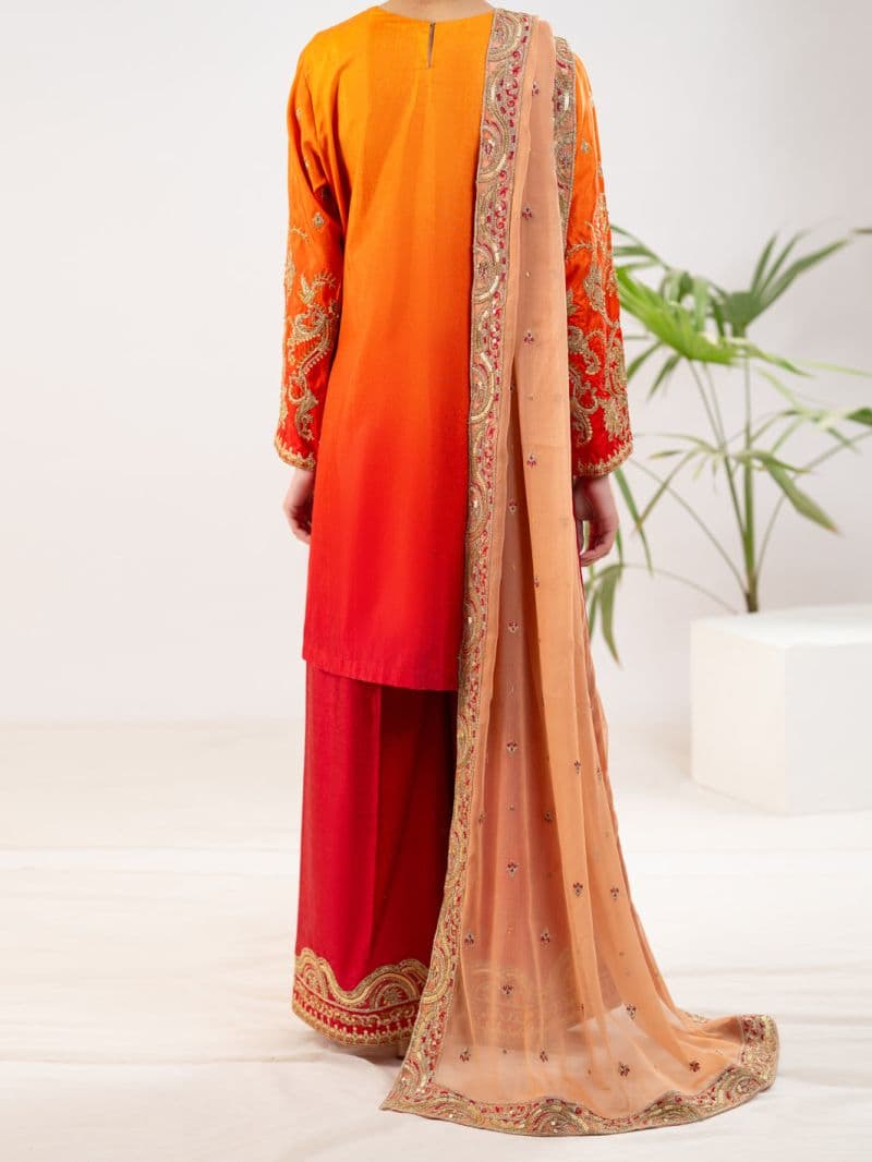 Orange Raw Silk Formal 3Pc Stitched thumbnail
