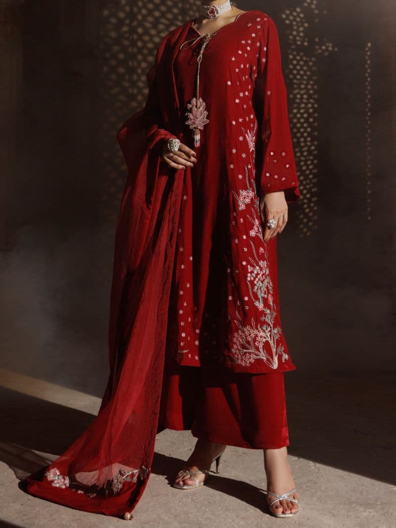 Red Velvet Formal 3Pc Stitched thumbnail