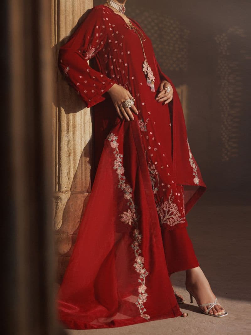Red Velvet Formal 3Pc Stitched thumbnail