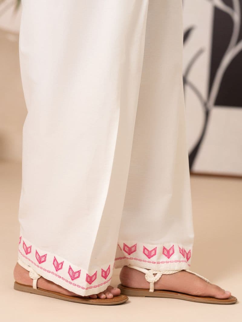 Off White Cotton Cambric Trouser thumbnail
