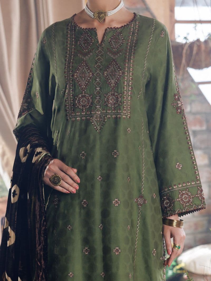 Light Green Self Jacquard 3Pc Unstitched thumbnail