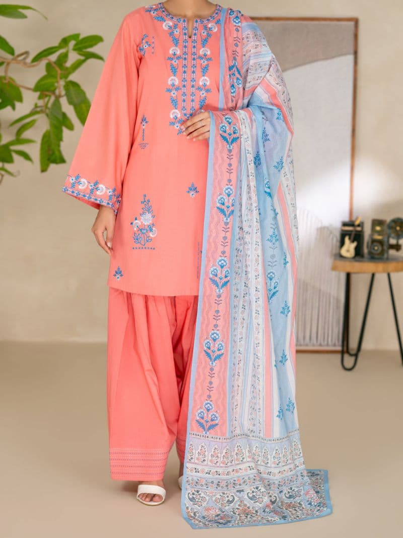 Peach Dyed Lawn Unstitched 3Pc thumbnail