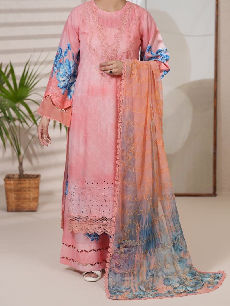 Pink Silk Lawn Unstitched 3Pc thumbnail