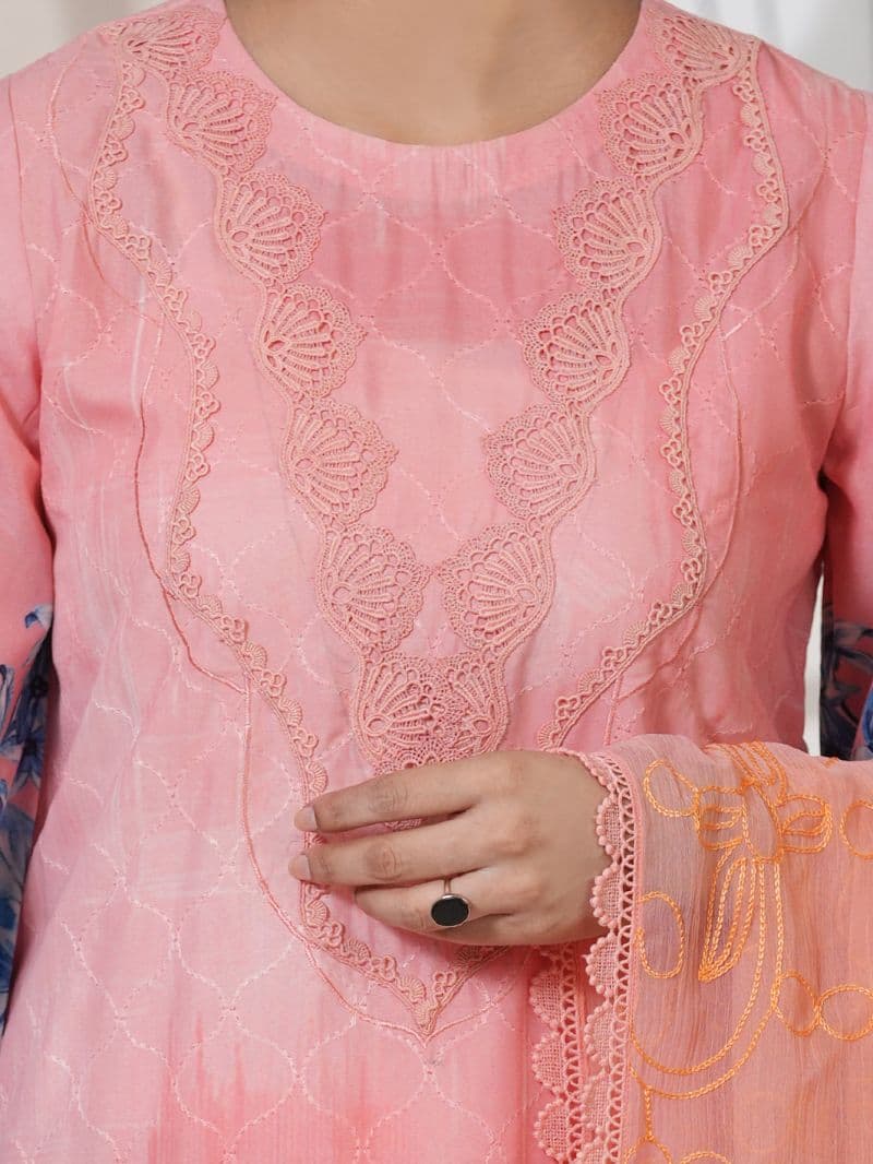 Pink Silk Lawn Unstitched 3Pc thumbnail