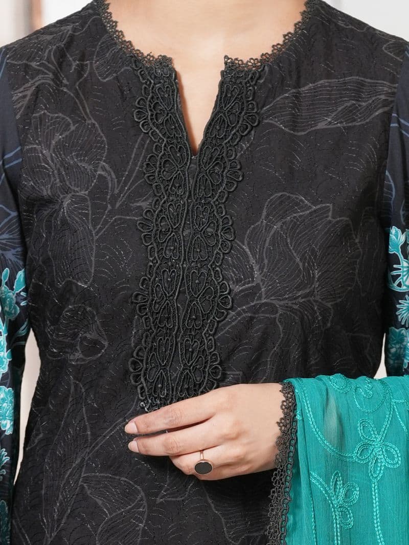 Charcoal Silk Lawn Unstitched 3PC thumbnail