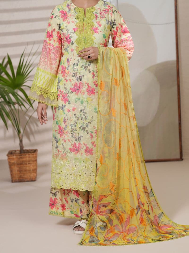 Yellow Silk Lawn Unstitched 3PC thumbnail