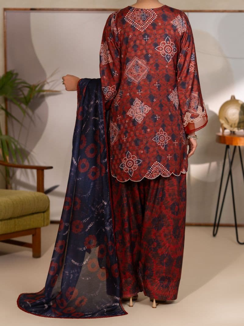 Maroon Swiss Jacquard Unstitched 3PC thumbnail