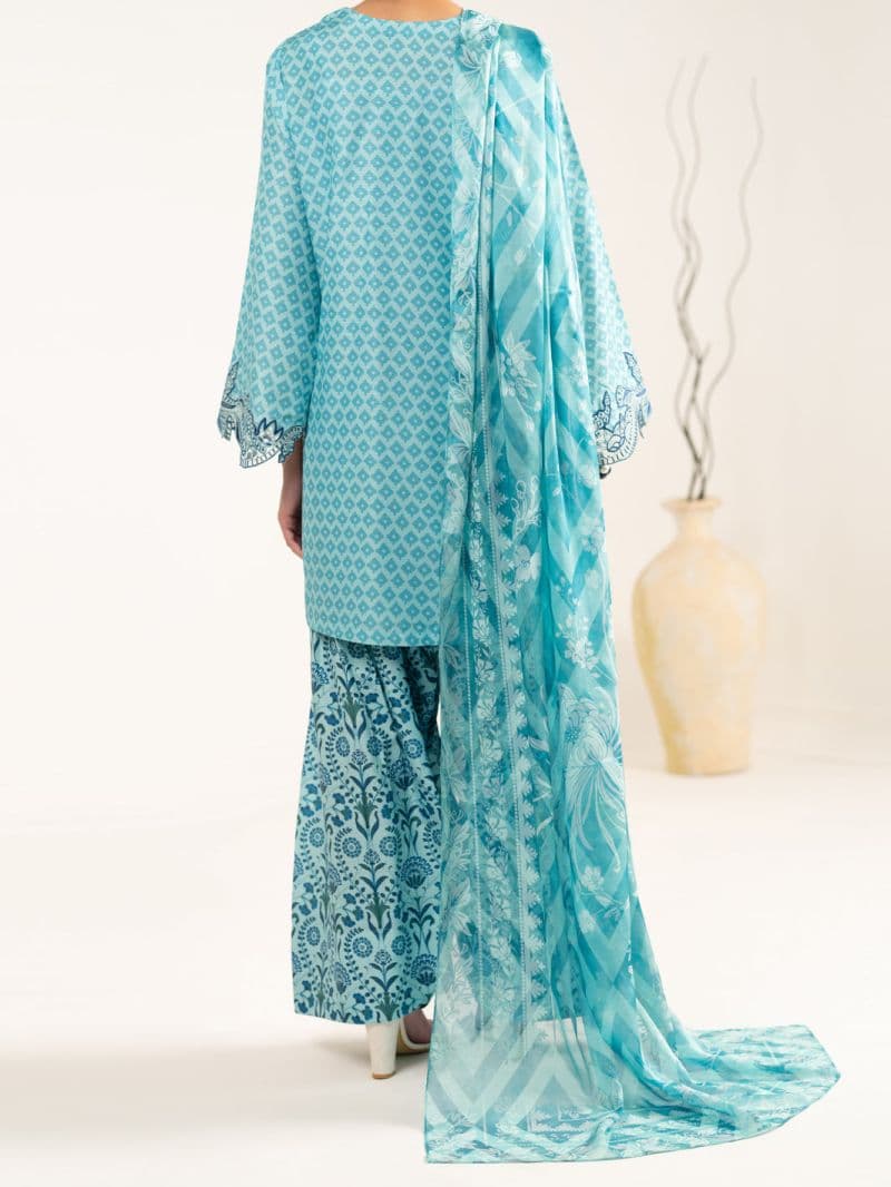 Aqua Blue Raw Silk 3Pc Unstitched thumbnail