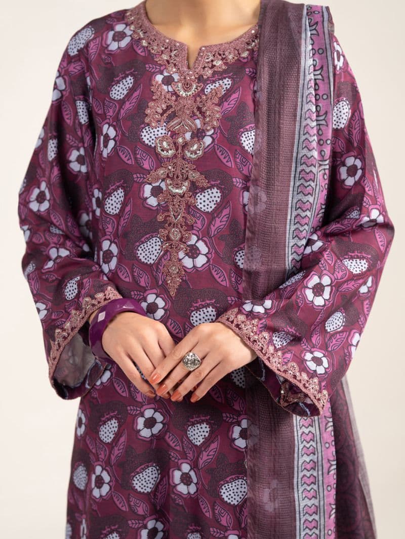 Maroon Silk 3Pc Unstitched thumbnail