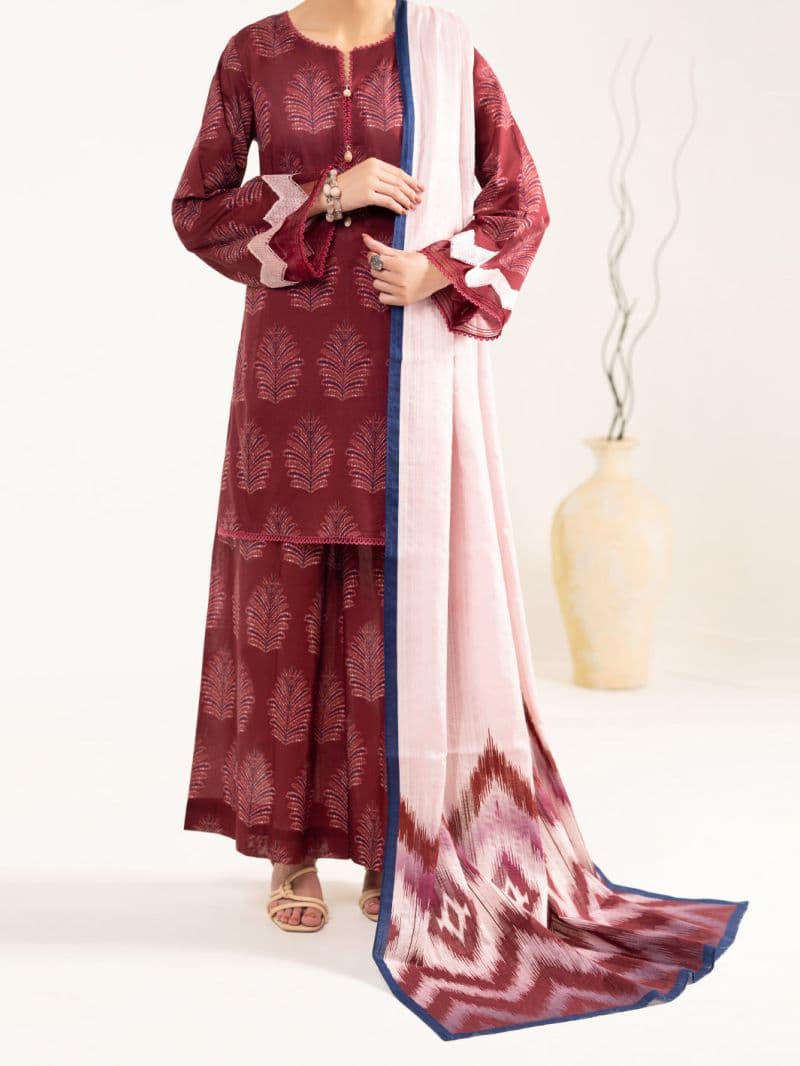 Maroon Lawn 3Pc Unstitched thumbnail