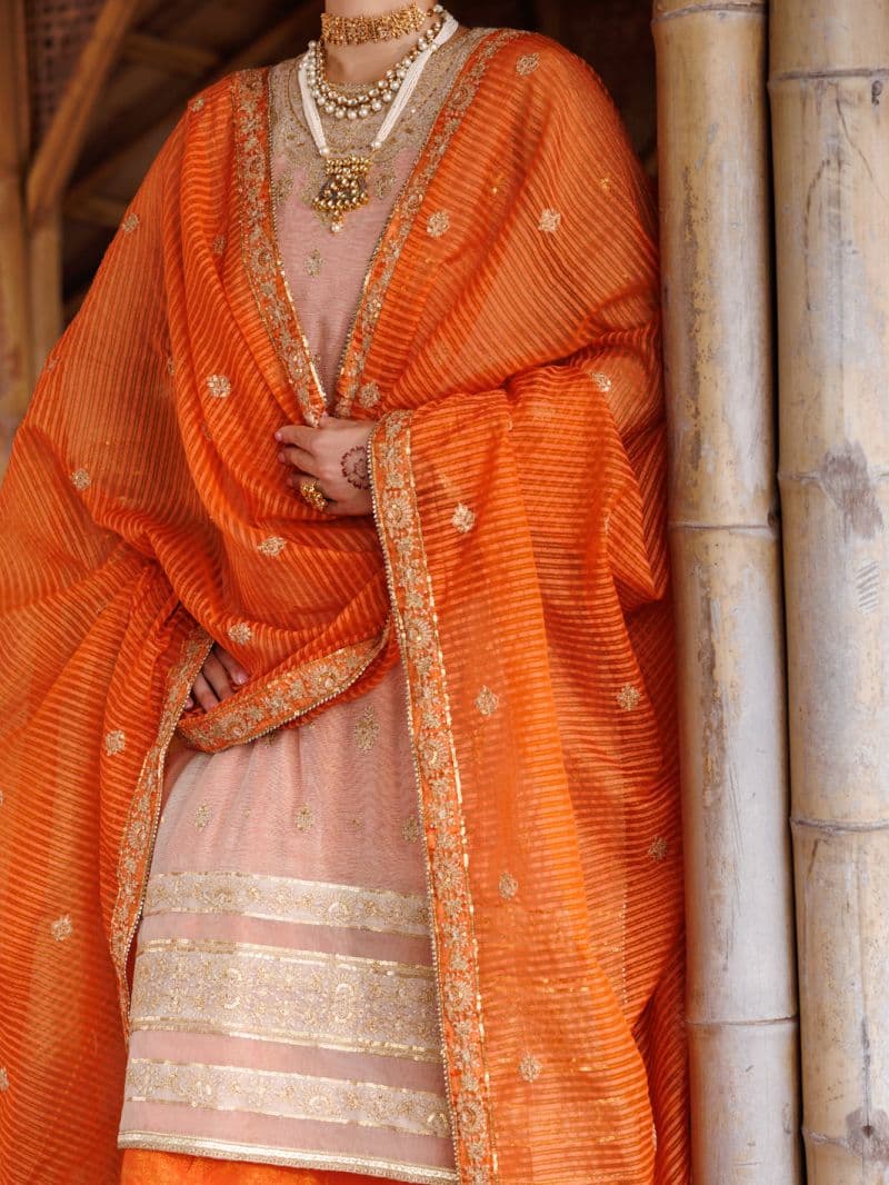 Mustard Cotton Khaddi Net 3 Piece Unstitched thumbnail