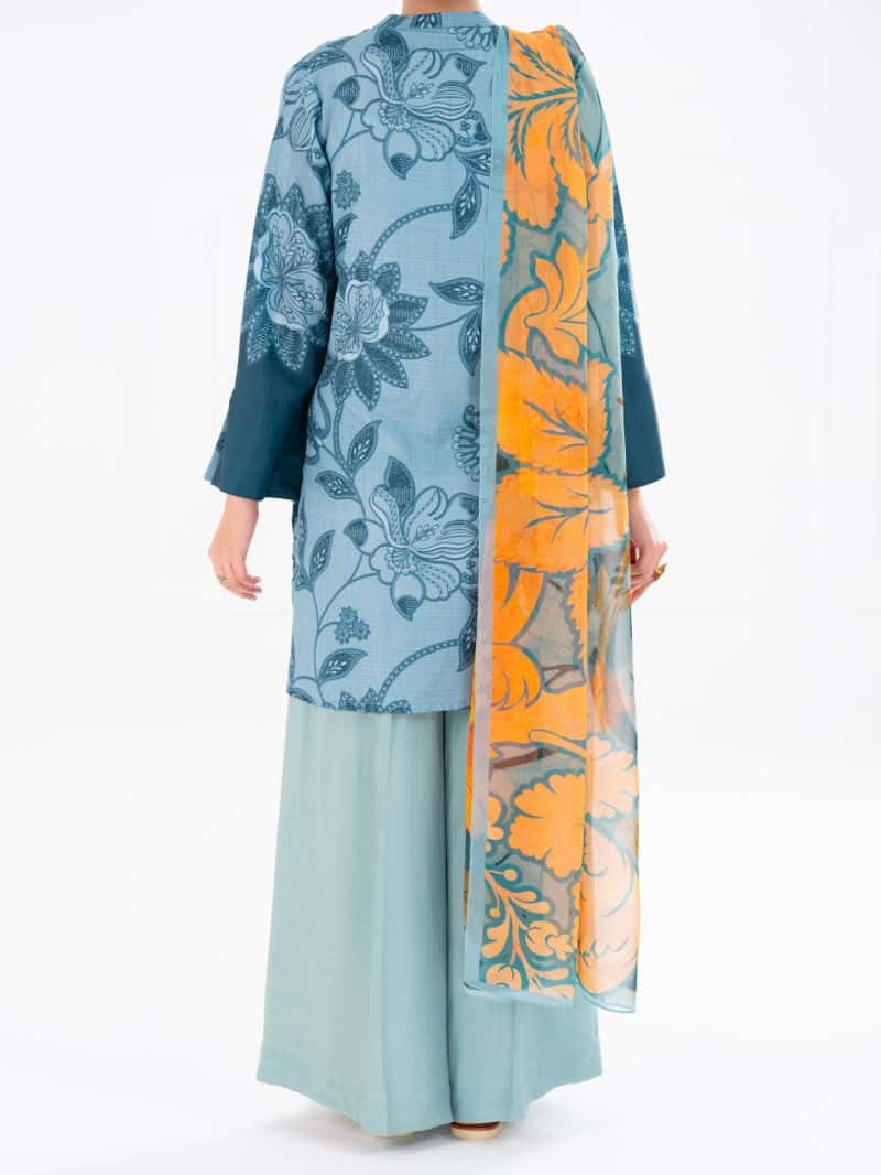 Aqua Blue Poly Cambric 2Pc Unstitched - alternate view