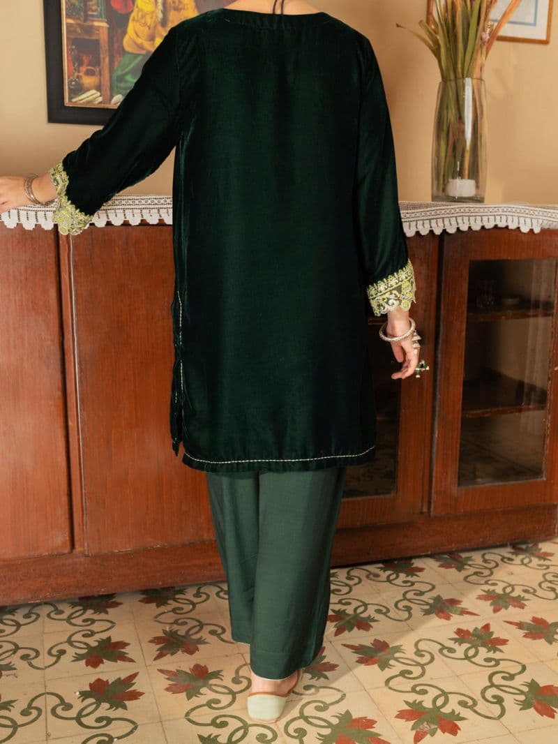 Green Velvet 2 Piece Stitched thumbnail