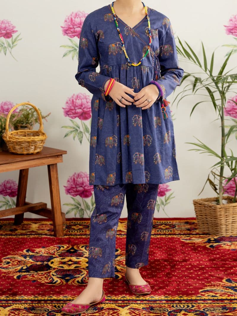 Navy Blue Lawn 2 Piece Stitched thumbnail