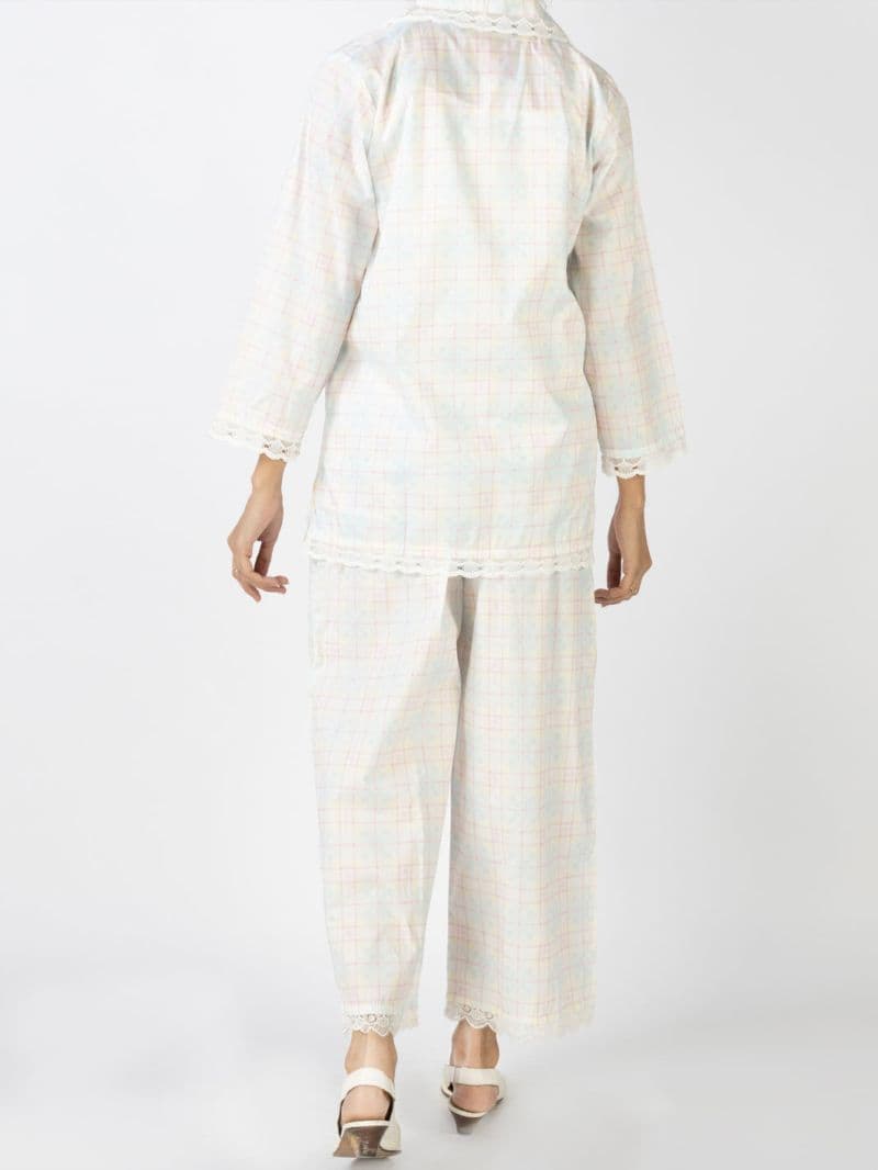 White Cotton 2 Piece Stitched Nightwear thumbnail