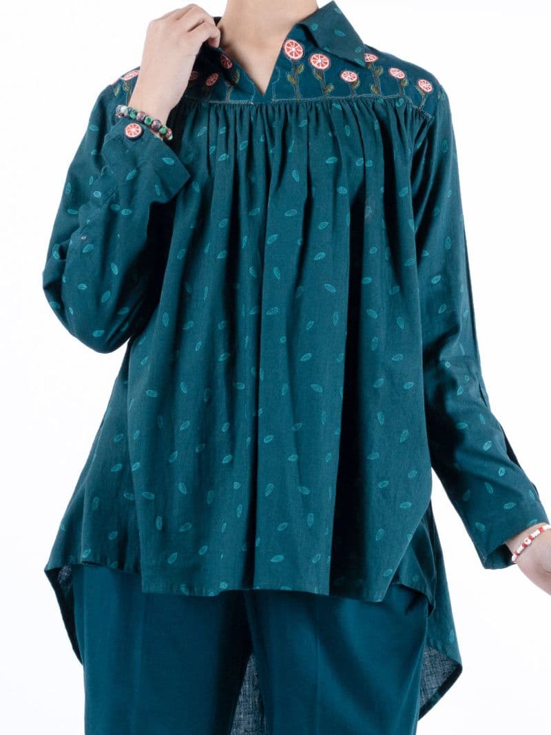 Dark Green Cambric Kurti thumbnail
