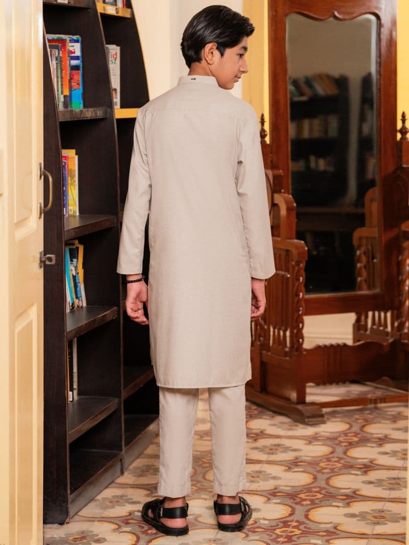 Beige Blended Kurta Trousers thumbnail