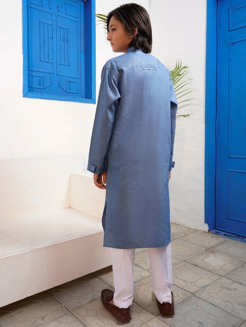 Denim Blue Blended Kurta Trouser thumbnail