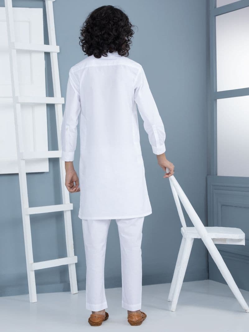 White Cotton Kurta Trouser thumbnail