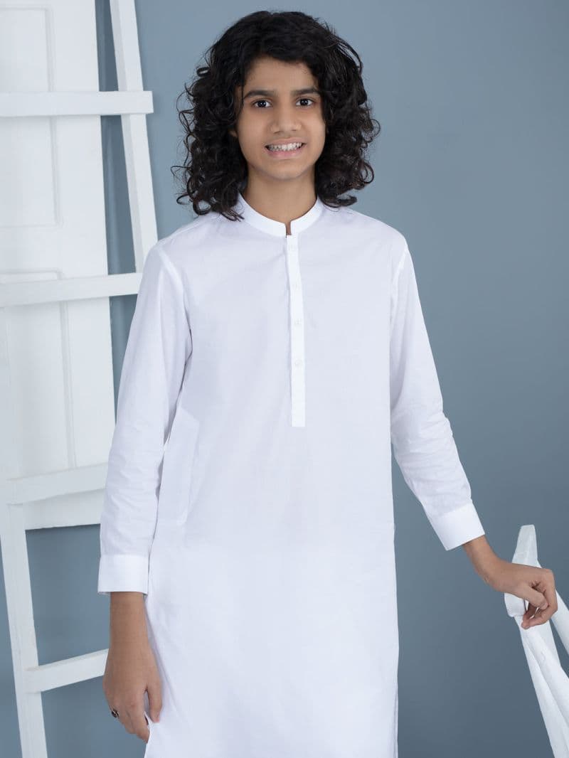 White Cotton Kurta Trouser thumbnail