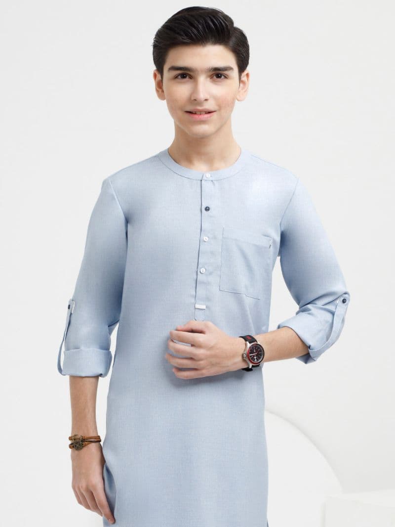 Light Blue Blended Kurta Trouser thumbnail