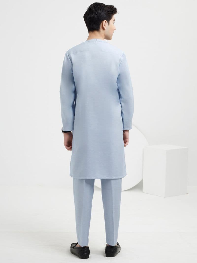 Light Blue Blended Kurta Trouser thumbnail