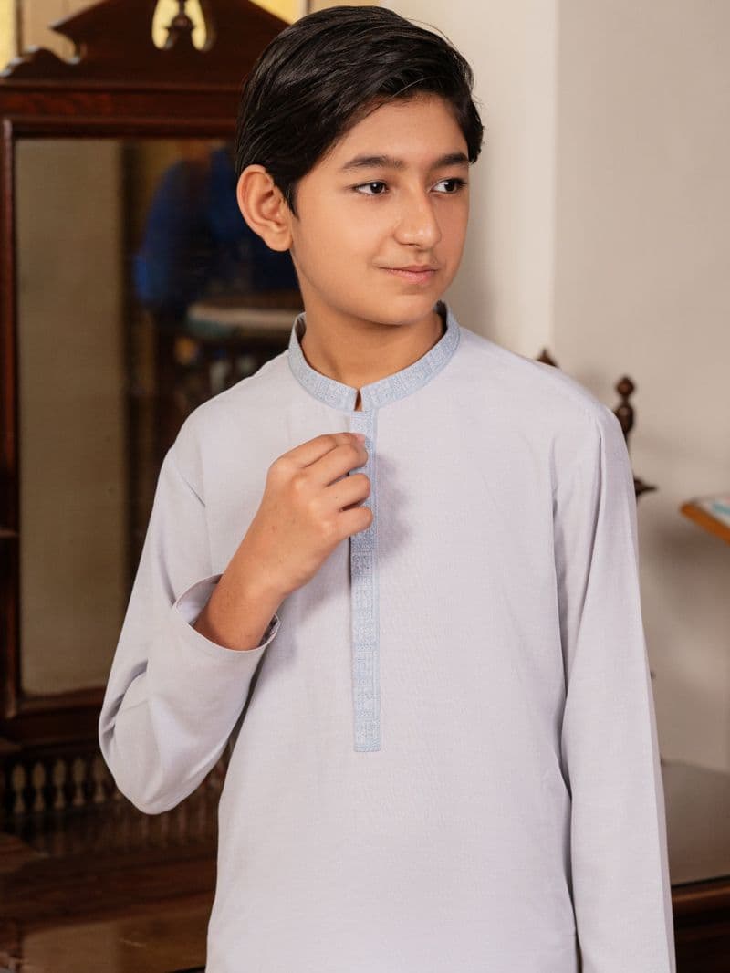 Light Blue Blended Kurta thumbnail