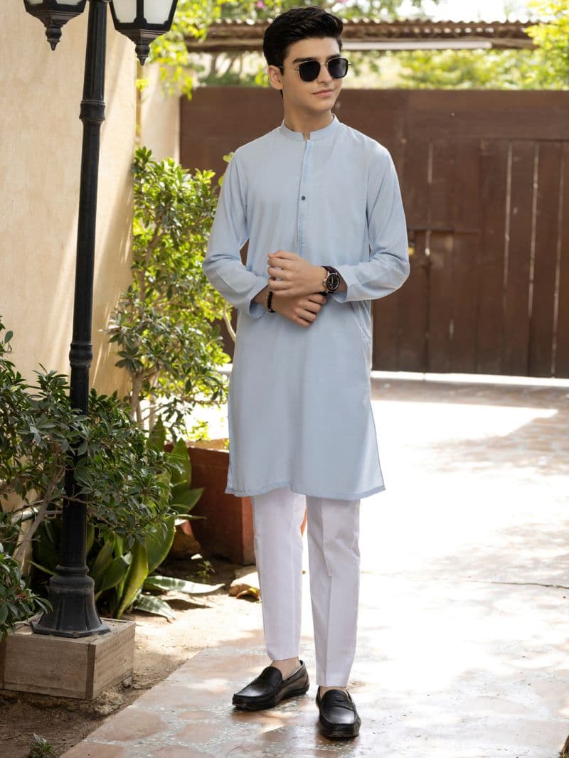 Light Blue Blended Kurta thumbnail