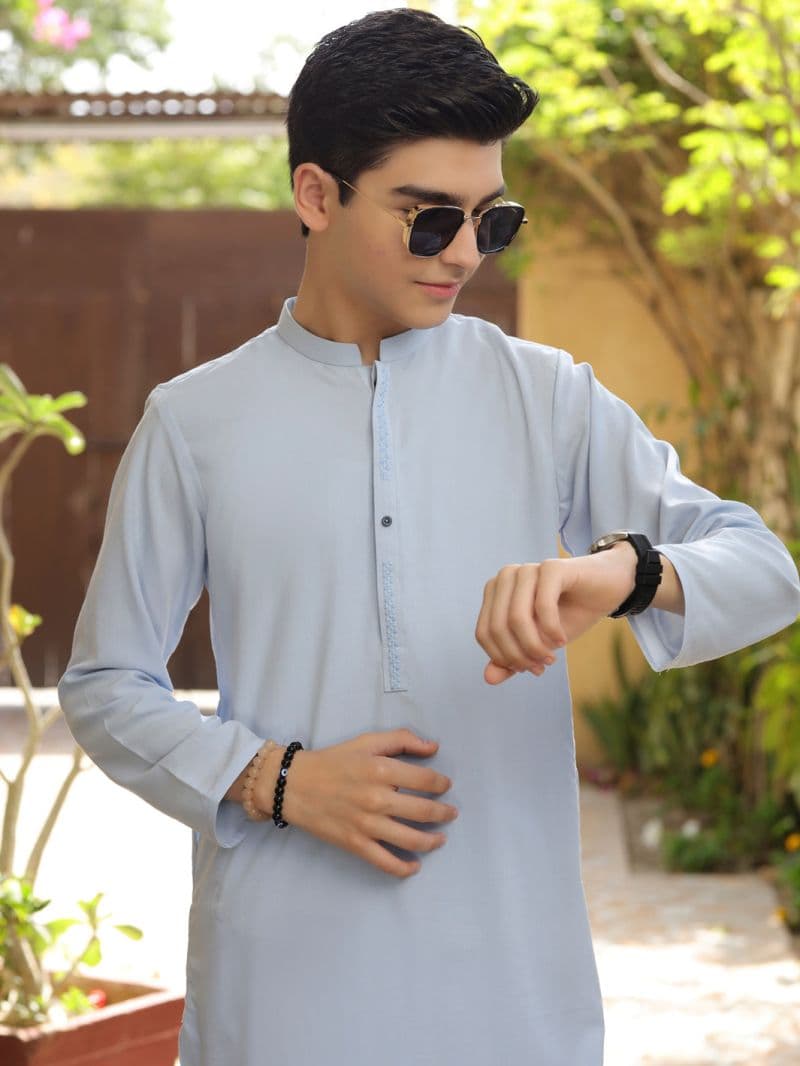 Light Blue Blended Kurta thumbnail