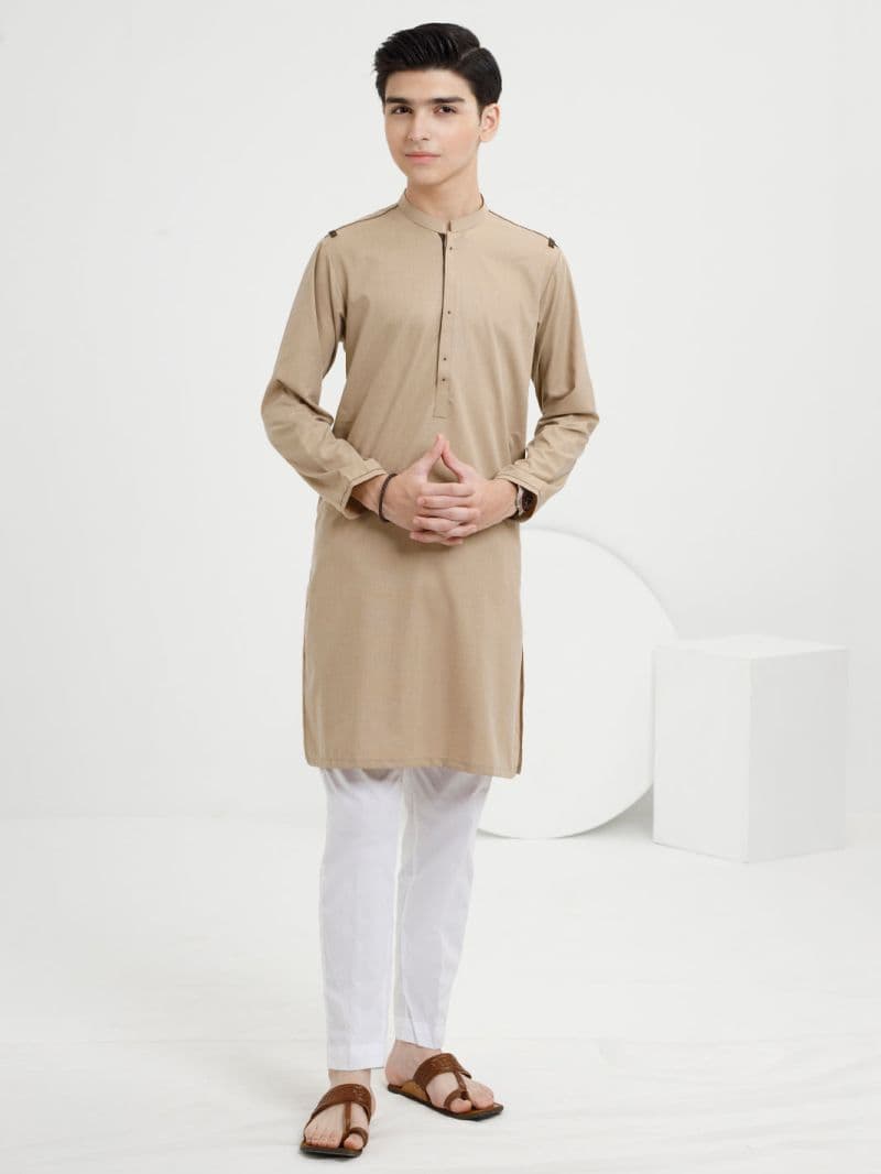 Khaki Blended Kurta thumbnail