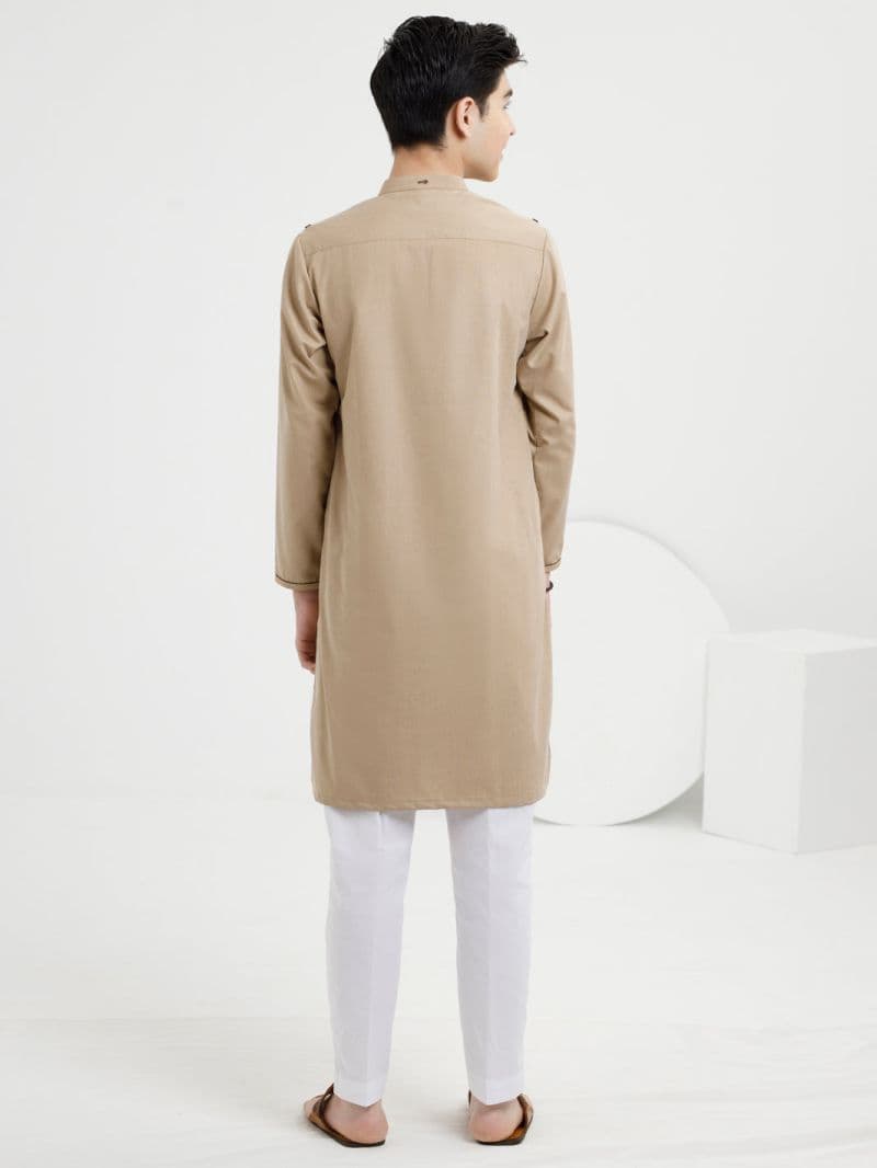Khaki Blended Kurta thumbnail