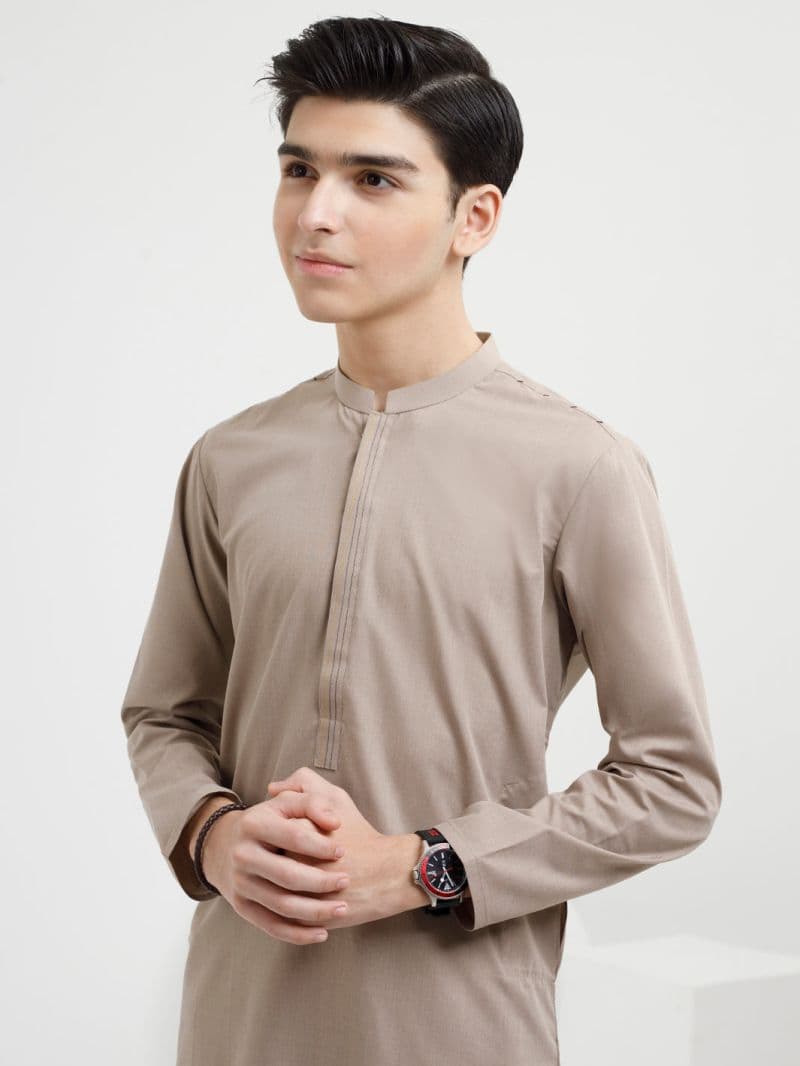 Dark Beige Blended Kurta thumbnail