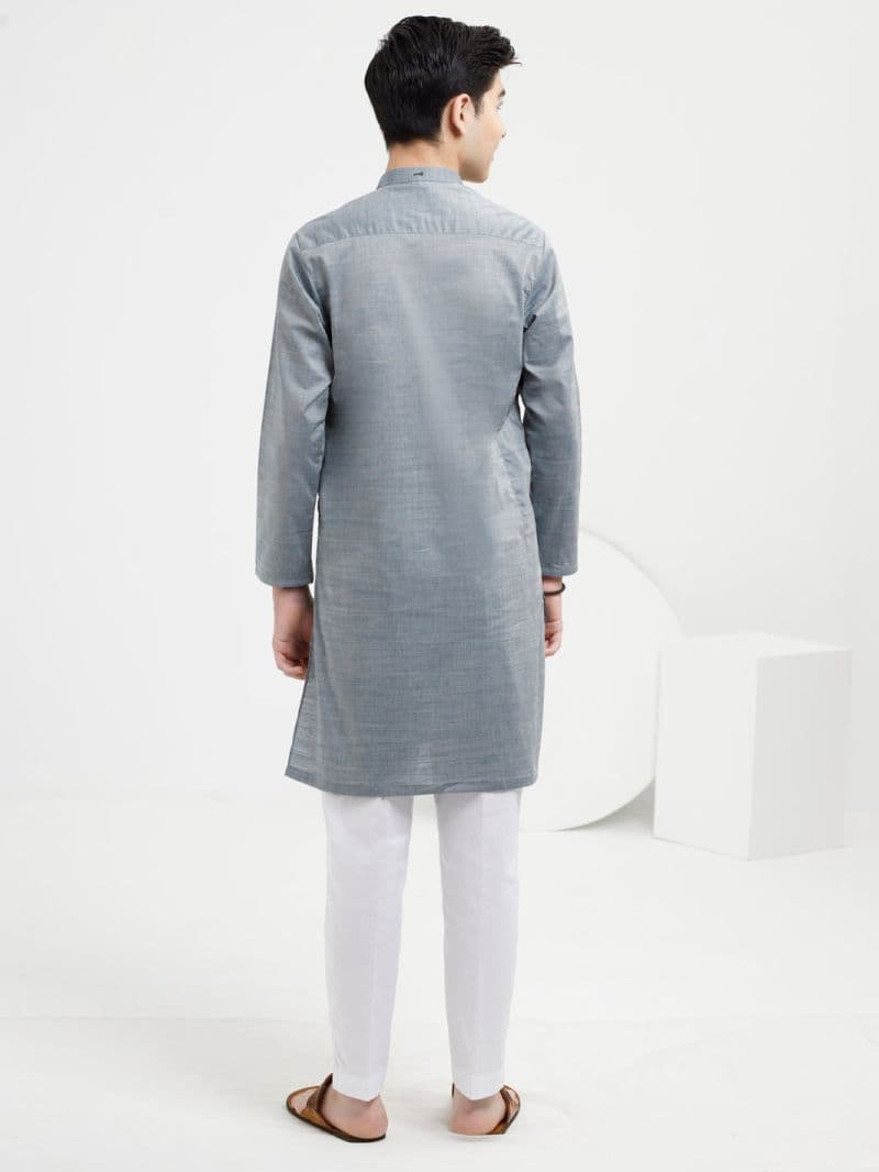 Ash Blue Cotton Kurta thumbnail