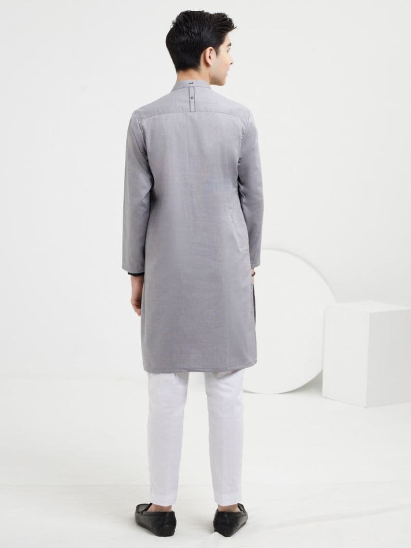 Light Grey Cotton Kurta thumbnail