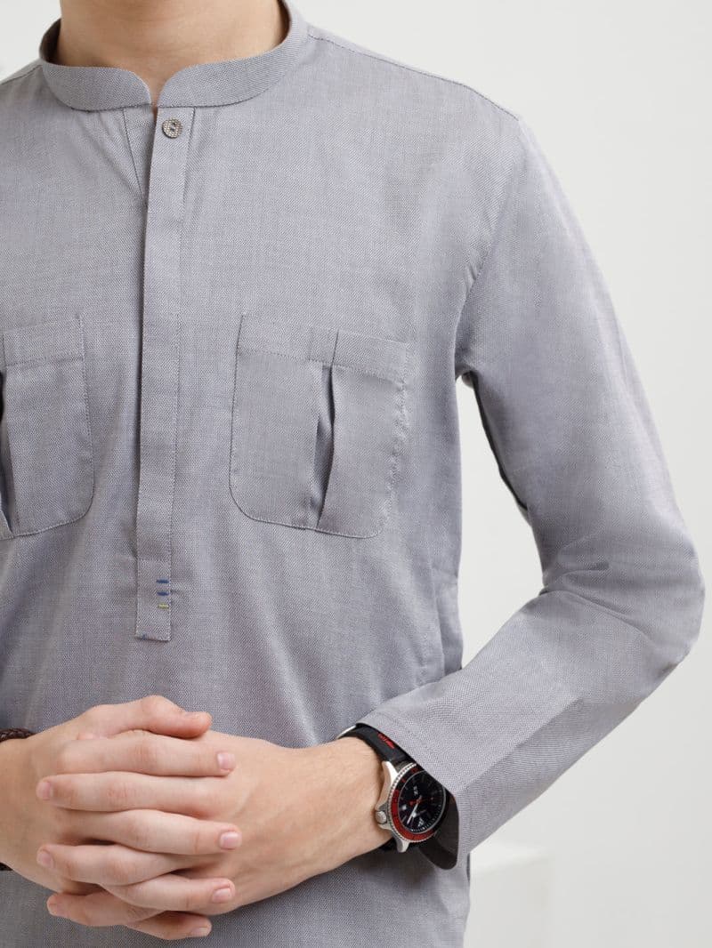 Light Grey Cotton Kurta thumbnail