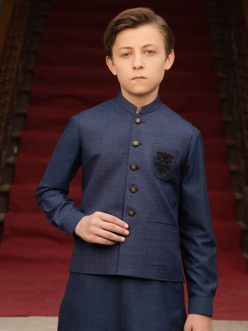 Dark Blue Blended Boy Waistcoat thumbnail