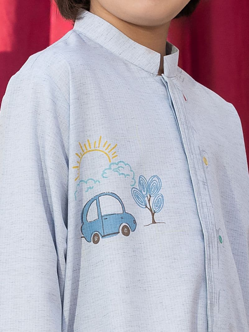 Light Blue Blended Kurta thumbnail