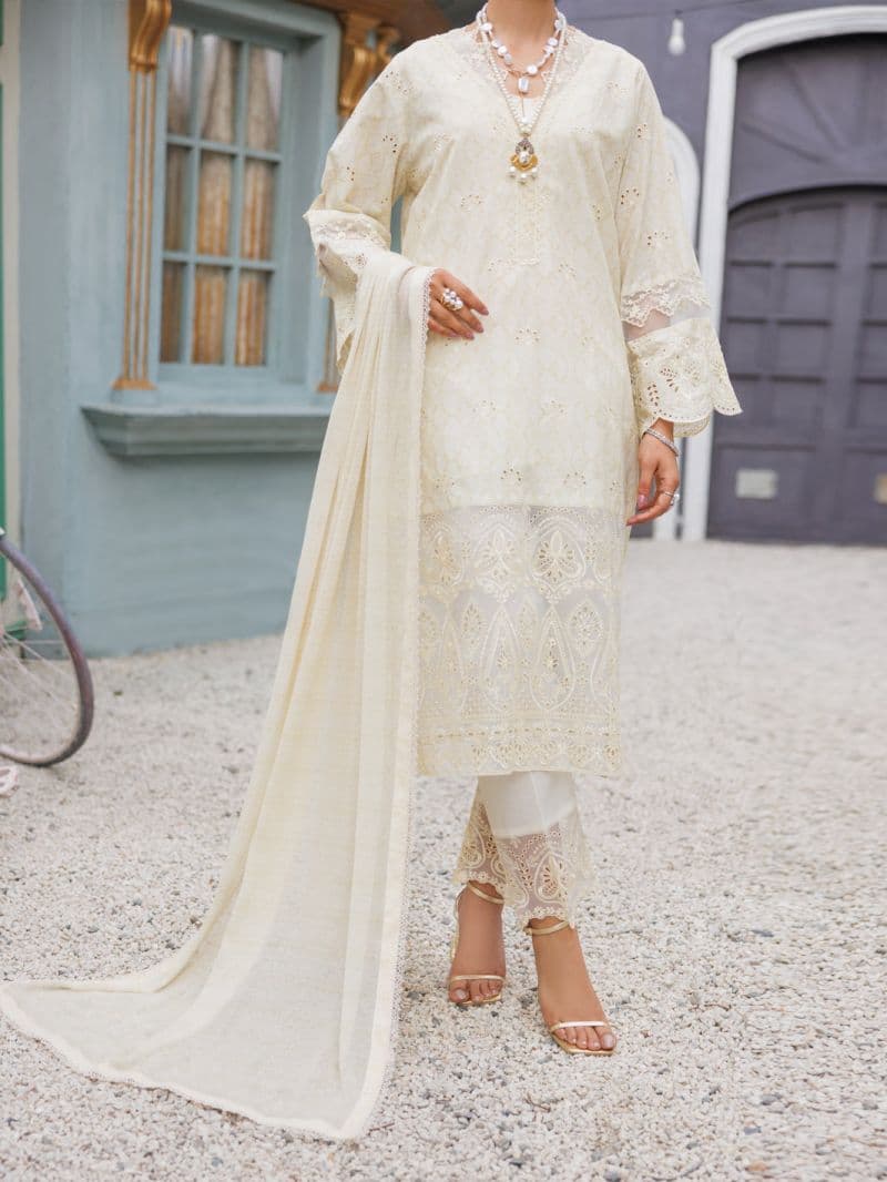Off White Lawn 3Pc Stitched thumbnail