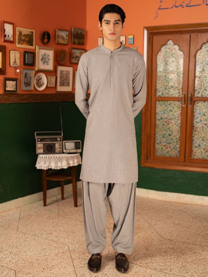 Ash Grey Kameez Shalwar thumbnail