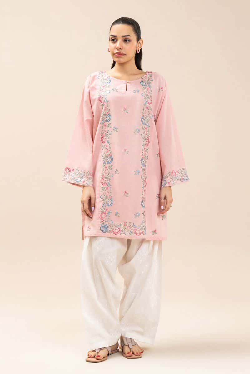 EMBROIDERED SLUB SHIRT (PRET) - alternate view