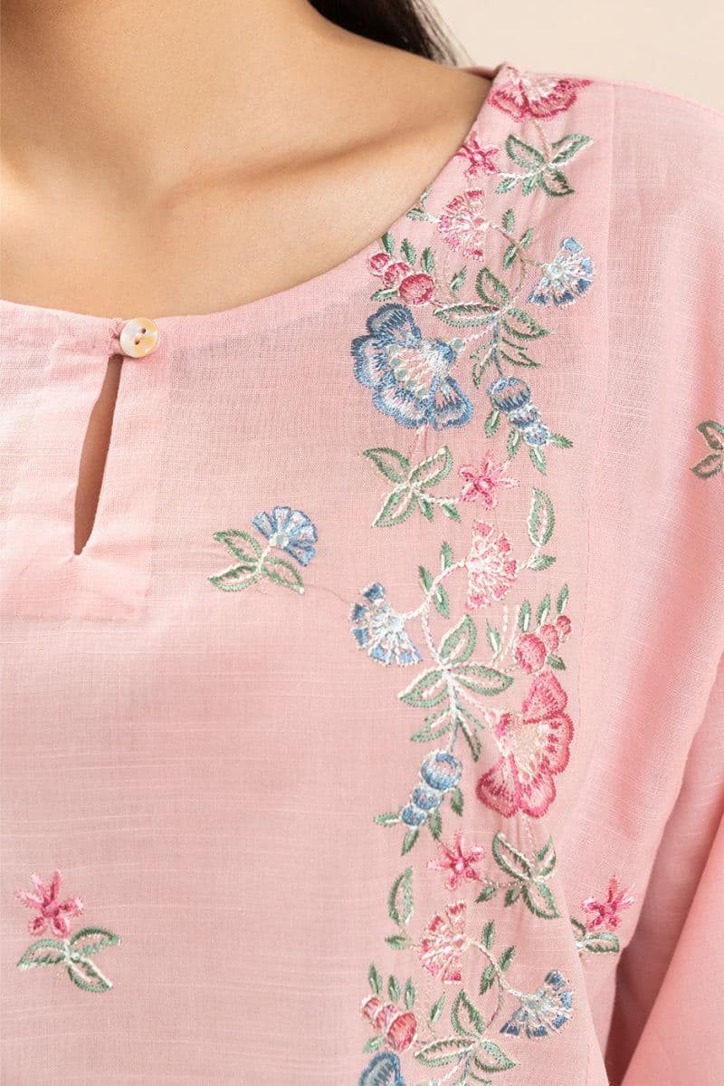 EMBROIDERED SLUB SHIRT (PRET) thumbnail