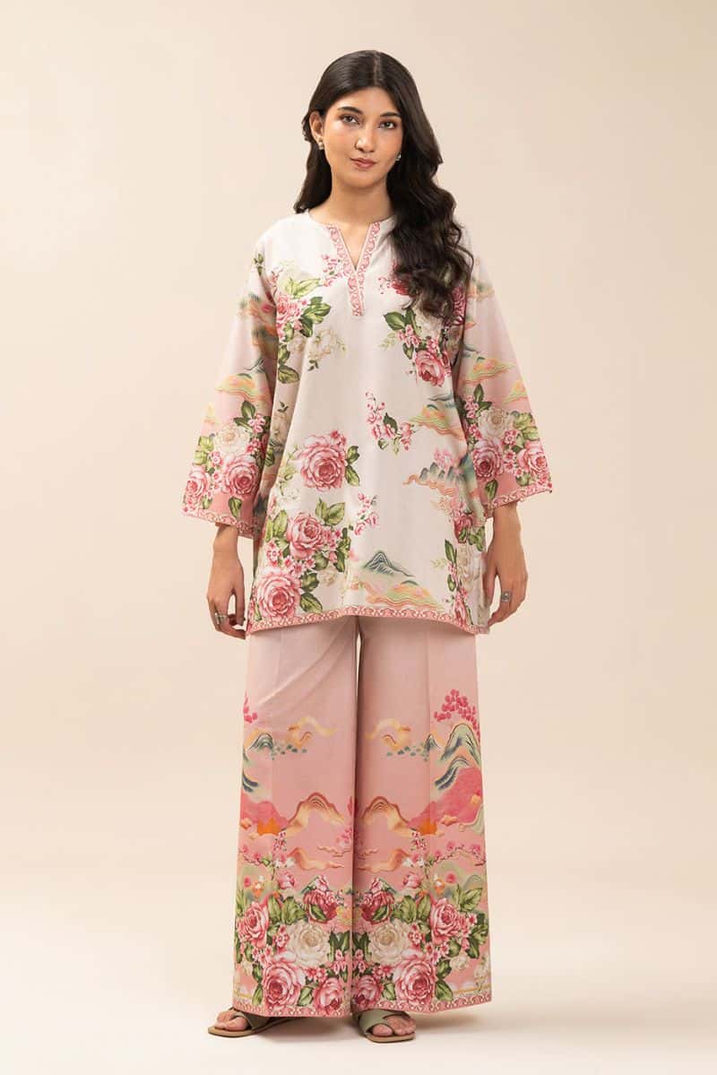 2 PIECE PRINT LAWN SUIT-ROSY SYMPHONY (UNSTITCHED)
