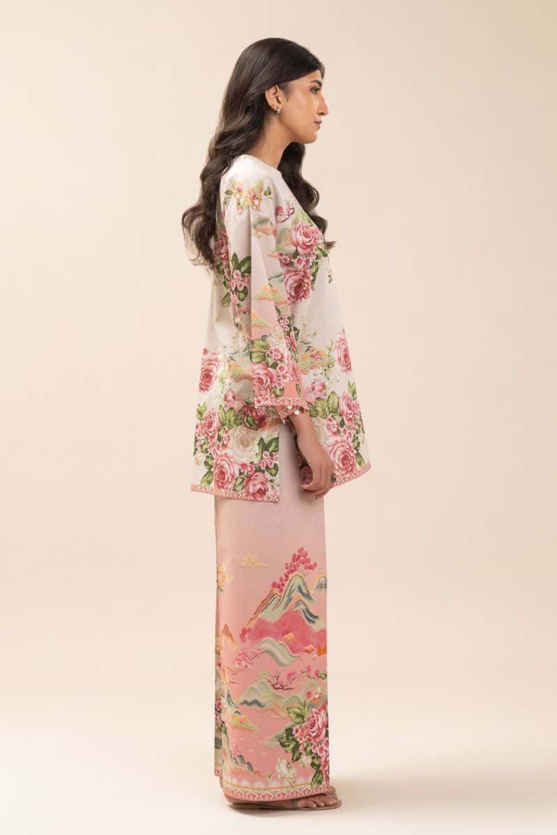 2 PIECE PRINT LAWN SUIT-ROSY SYMPHONY (UNSTITCHED) - alternate view